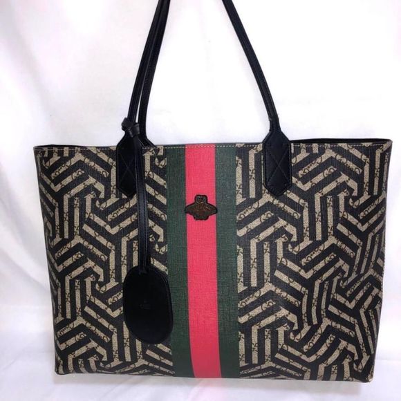 Gucci Bee Tote Bag Bee Logo Kaleido Web - Picture 1 of 9